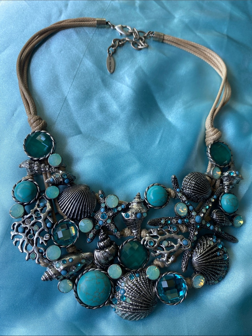 St. Thomas Statement Turquoise Beach theme Shell Necklace Turquoise colors